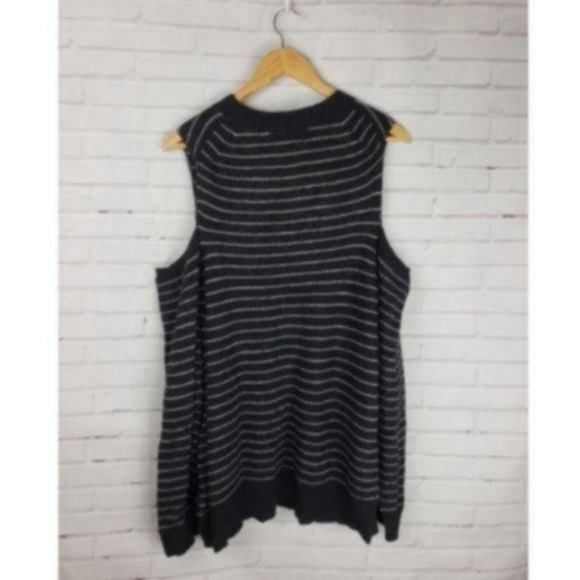 Lucky Brand Cold Shoulder Striped Wool Pullover 3X - Picture 5 of 7